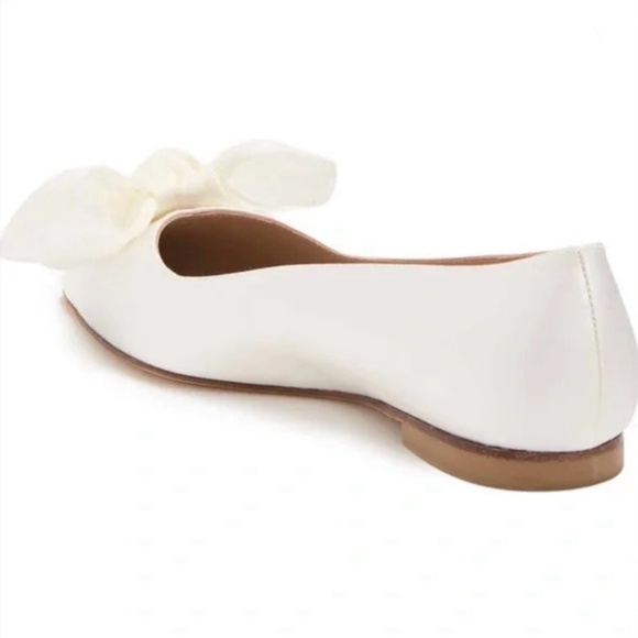 Stuart Weitzman ANNY MESH White Silk Satin Bow Flats Pointed Toe Bridal Shoe 7.5 - Picture 4 of 13